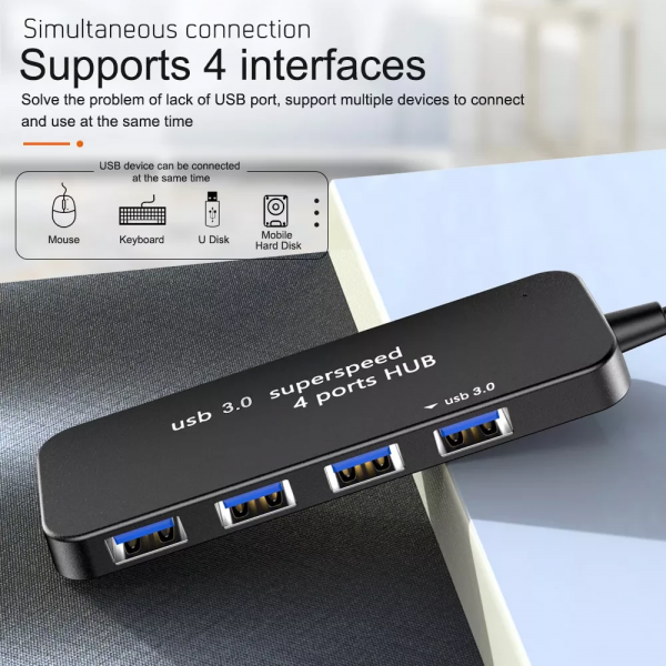 ⁦Usb3.0 Superspeed 4 Ports Hub⁩ - الصورة ⁦2⁩