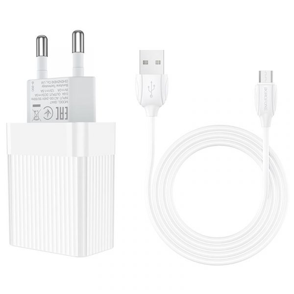 ⁦Borofone BA47A QC3.0 Single Port Travel Charger Set⁩ - الصورة ⁦7⁩