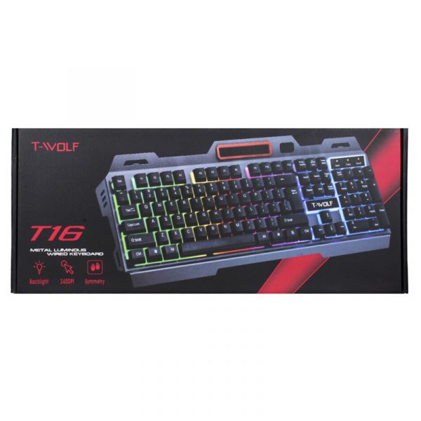 T-Wolf T16 Metal Luminous Wired Keyboard