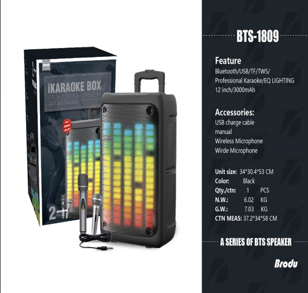 Brodu BTS-1809 12″inch Wireless speaker