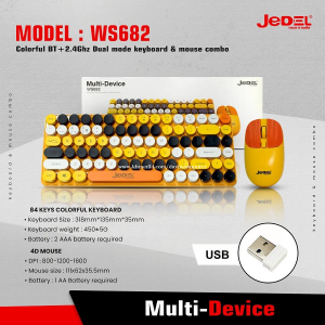 JEDEL WS682 MULTI-DEVICE 2.4GH KEYBOARD + MOUSE