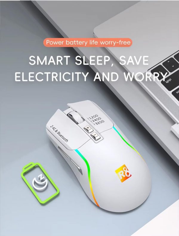 ⁦R8 1761 Rechargeable RGB Wireless Gaming Mouse⁩ - الصورة ⁦2⁩