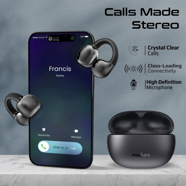 ⁦Promate AirClip AudioFit™ Open Ear Clip On TWS Earbuds⁩ - الصورة ⁦3⁩