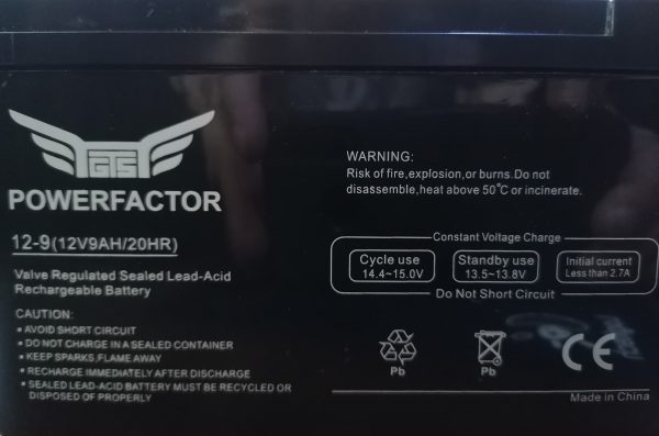 POWERFACTOR BATTERY LEAD-ACID 12V 9AH
