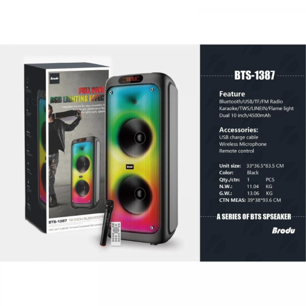 Brodu BTS- 1387 10″inch Wireless speaker