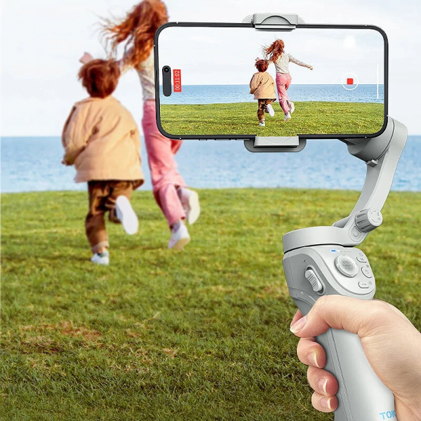 ⁦TOKQI M01 3-Axis Gimbal Stabilizer with Filling Ligh⁩ - الصورة ⁦3⁩