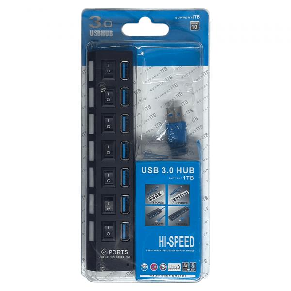 ⁦HUB USB 3.0 7 PUERTOS CON SWITCH CONSMO⁩ - الصورة ⁦2⁩