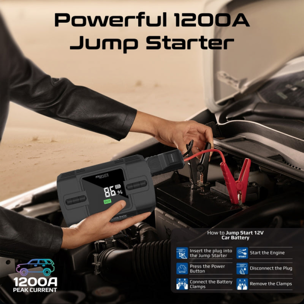 ⁦Promate PatrolPack-3 1200A/12V High-Capacity Jump Starter⁩ - الصورة ⁦3⁩