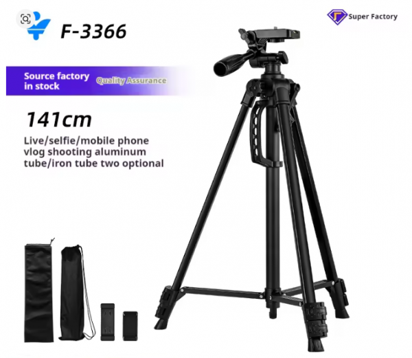 ⁦F-3366T Flexible Camera Tripod 140cm⁩ - الصورة ⁦3⁩