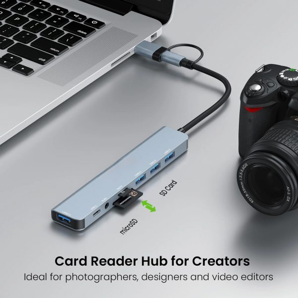 ⁦R8 AH-06 USB-C TO TYPE-C + SD + TF + AUX 3.5 + USB⁩ - الصورة ⁦2⁩