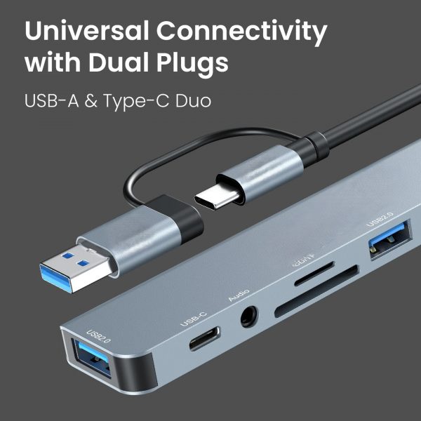 ⁦R8 AH-06 USB-C TO TYPE-C + SD + TF + AUX 3.5 + USB⁩ - الصورة ⁦3⁩