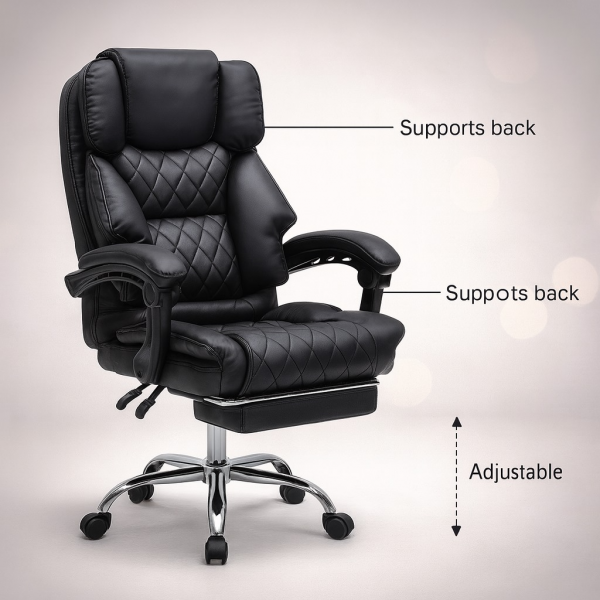 ⁦CEO CHAIR Manager Chair with leg rest⁩ - الصورة ⁦2⁩