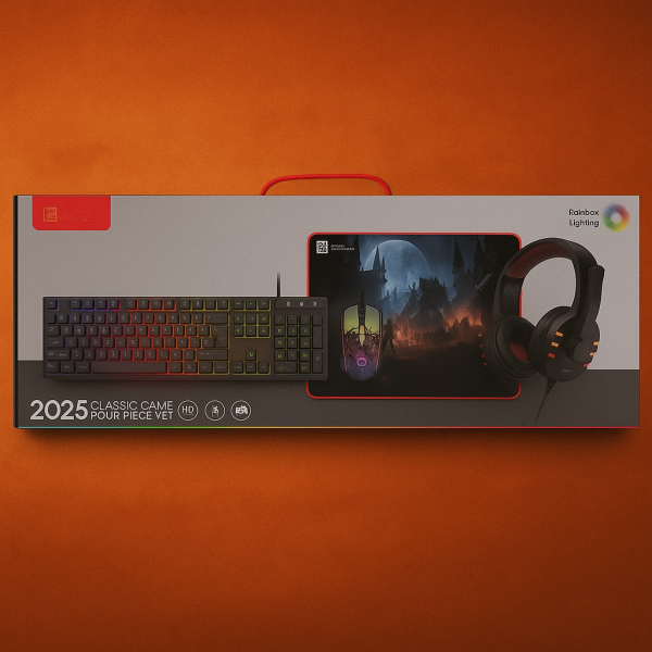 R8 2025 SET KEYBOARD+ MOUSE +HEADPHONE + MOUSE PAD