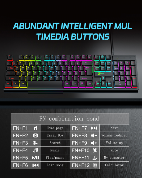 ⁦R8 1825 CHOCOLATE-STYLE KEYBOARD RGB⁩ - الصورة ⁦2⁩
