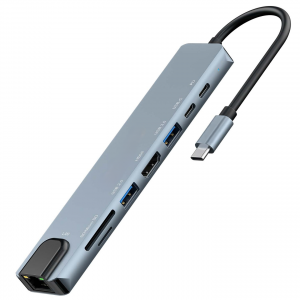 R8 AH-06 USB-C TO TYPE-C + SD + TF + AUX 3.5 + USB + LAN