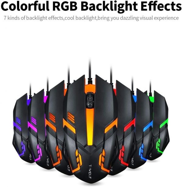 ⁦T-WOLF V1 Gaming Coloful Light	Mouse⁩ - الصورة ⁦2⁩