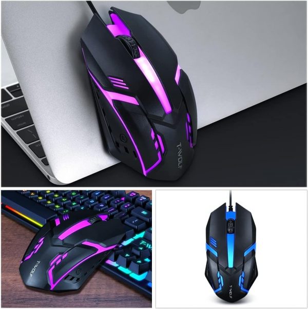 ⁦T-WOLF V1 Gaming Coloful Light	Mouse⁩ - الصورة ⁦3⁩
