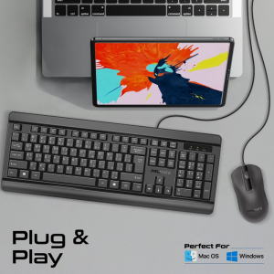 Promate Combo-CM6 Quiet Keys Wired Keyboard + Mouse
