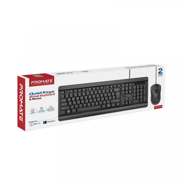 ⁦Promate Combo-CM6 Quiet Keys Wired Keyboard + Mouse⁩ - الصورة ⁦2⁩