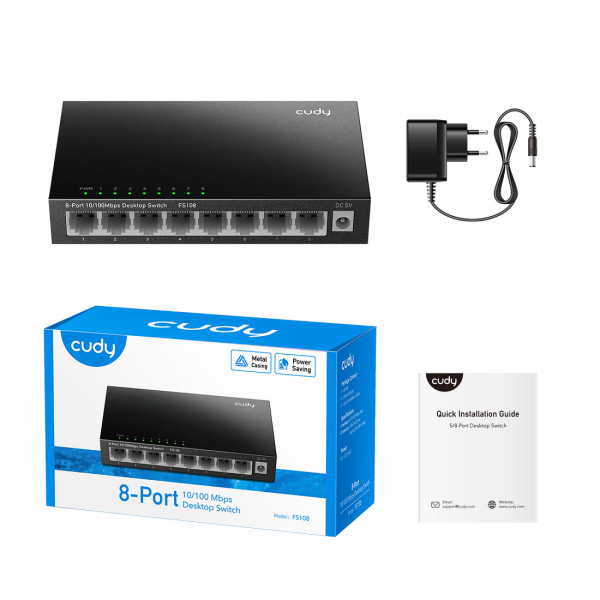 ⁦Cudy FS108 8-Port 10/100 Mbps Desktop Switch⁩ - الصورة ⁦2⁩