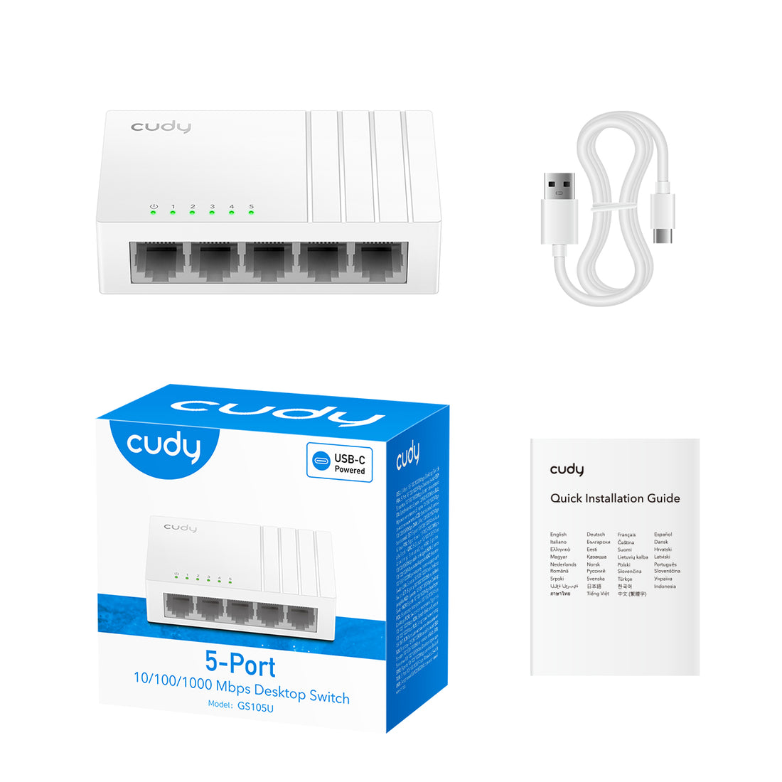 Cudy GS105U 5-Port Gigabit Switch with USB-C Power Input - الصورة 3