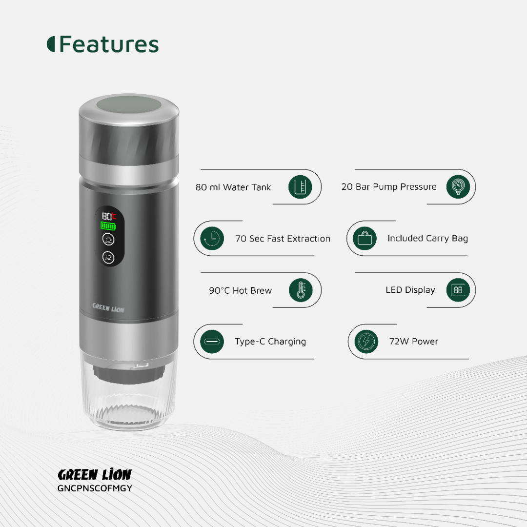 Green Lion Campinas Portable Coffee Maker 80mL ماكينة قهوة - الصورة 2
