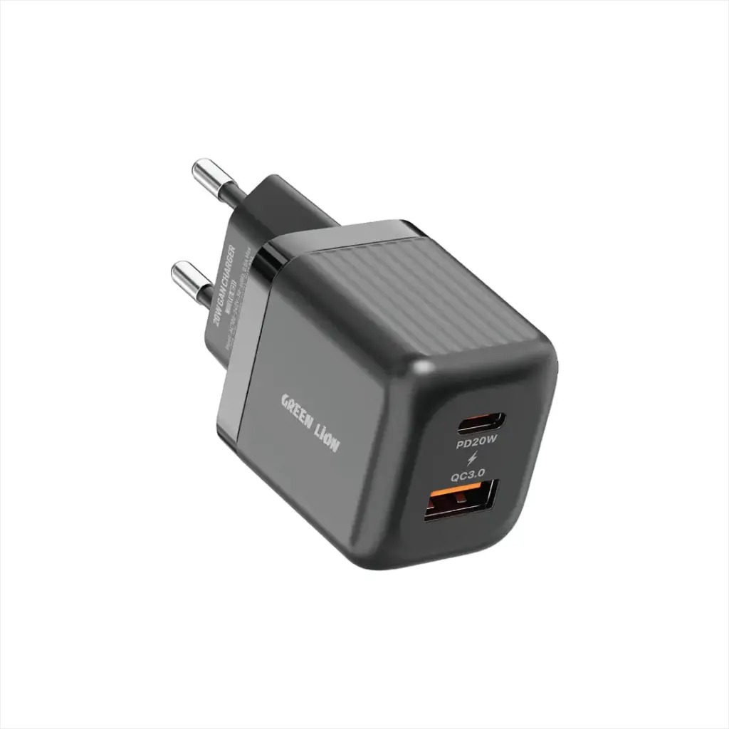 Green Lion Ultra Compact GaN Wall Charger EU Pin A+C PD20W + QC3.0 شاحن موبايل