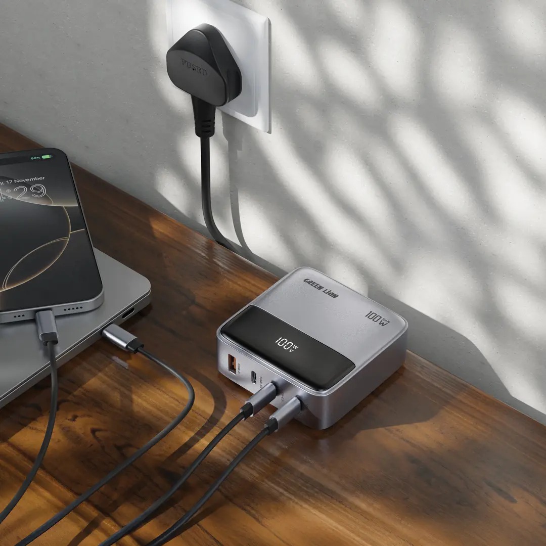 Green Lion 100W GaN Premium UK Plug Adapter - الصورة 2