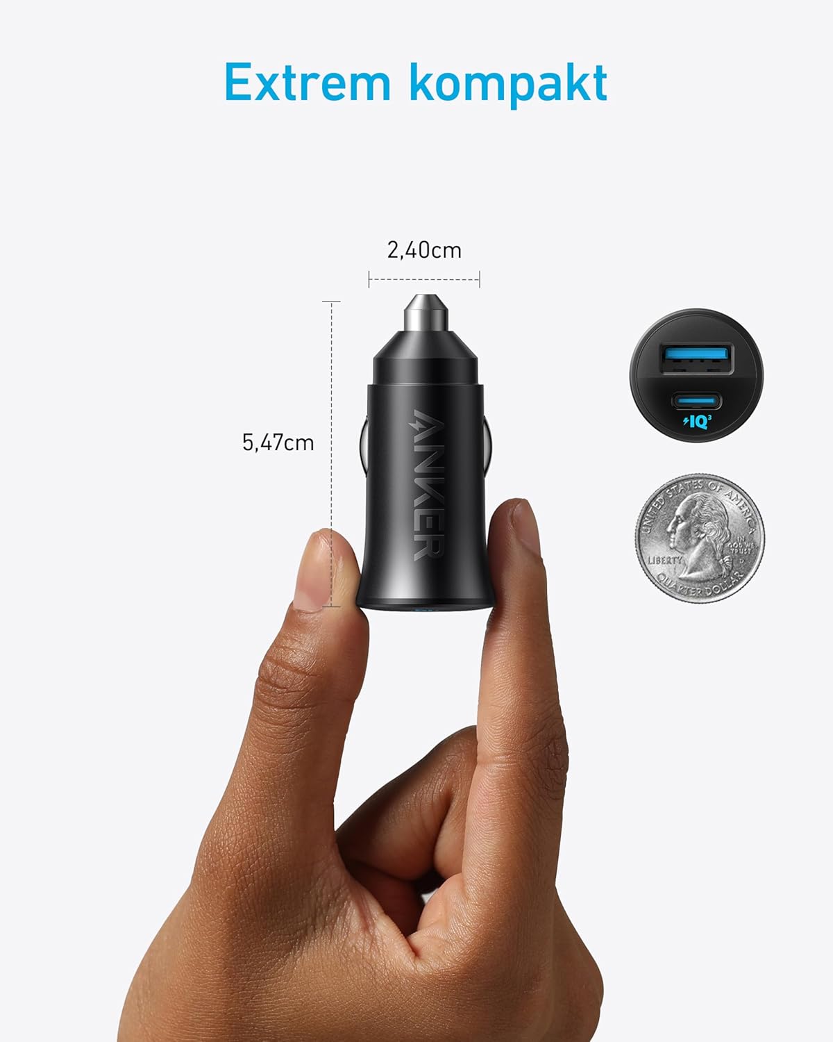 Anker 30W 2-Port USB-C Car Charger with Power IQ 3.0 - الصورة 3