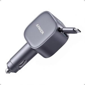 Anker 75W USB-C Car Charger with Built-in Retractable
