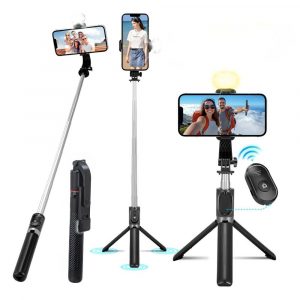 X17D Phone Tripod Stand Selfie Sticks +FLASH